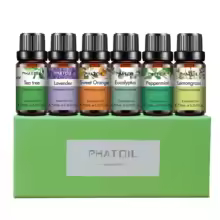 PHATOIL 6pcs Essential Oil Set For Aromatherapy-10ml Lavender Eucalyptus Peppermint Tea Tree Sweet Orange Lemongrass Aroma Oils