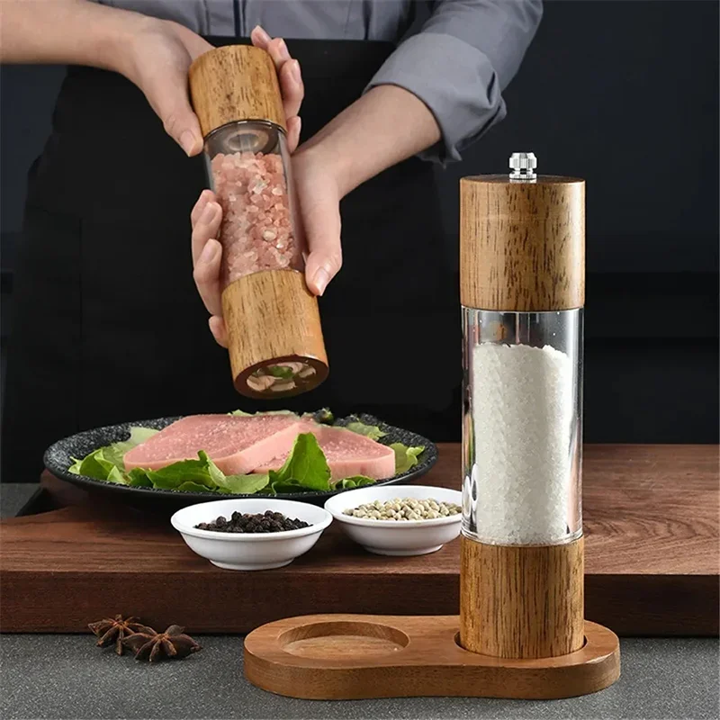 

Multi-Purpose Pepper Grinder with Handle Sea Salt Cumin Solid Wood Kitchen Solid Seasoning Tool, 6-Inch, 8-Inch salt shaker