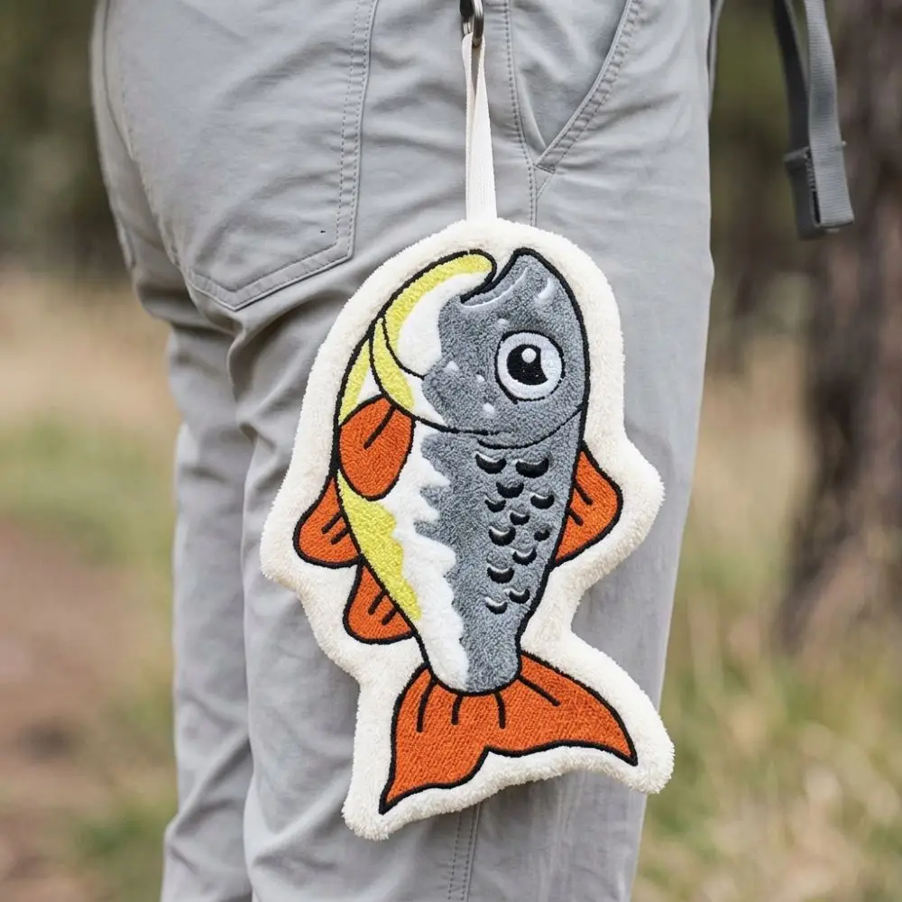 Absorbent Fishing Hand Towel Quick Dry Thickened Lure Fishing Wipe Cloth Hanging Fish Shaped Kitchen Hand Towel Multifunctional