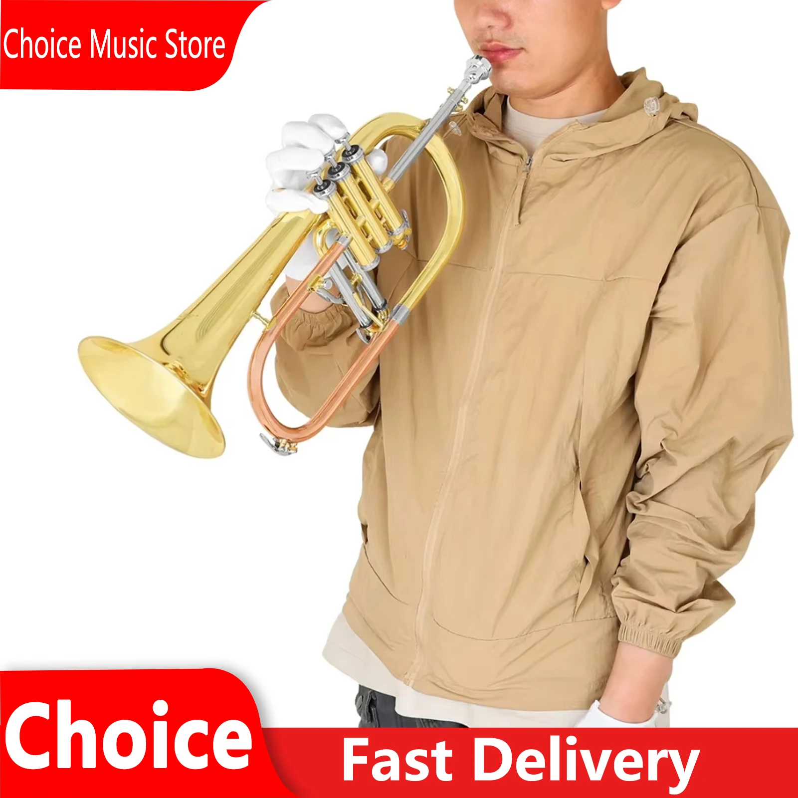 

SLADE Flugelhorn Латунный корпус Золотой лак Bb Flugelhorns для начинающих и исполнителей Профессиональный латунный инструмент Подходит