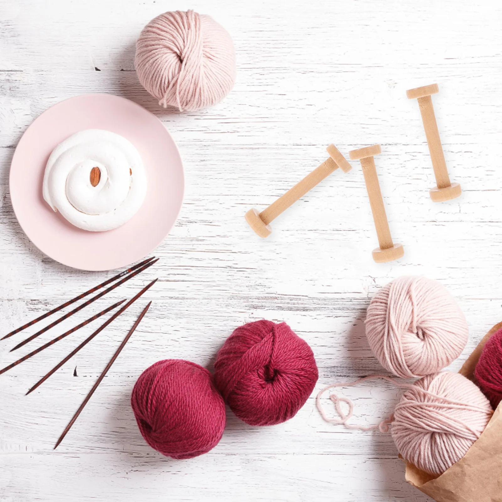 

4Pcs Wooden Spools Unfinished Large for DIY Sewing Natural Rustic Touch Thread Ribbon Wire Winding Craft Supplies