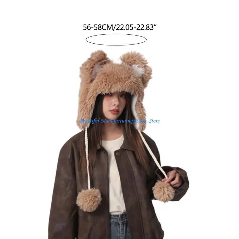 E56A Furry Bear Hats Headdress Photo Props DIY Handmade Headwear Photo Props Accessories Smart-looking Animal