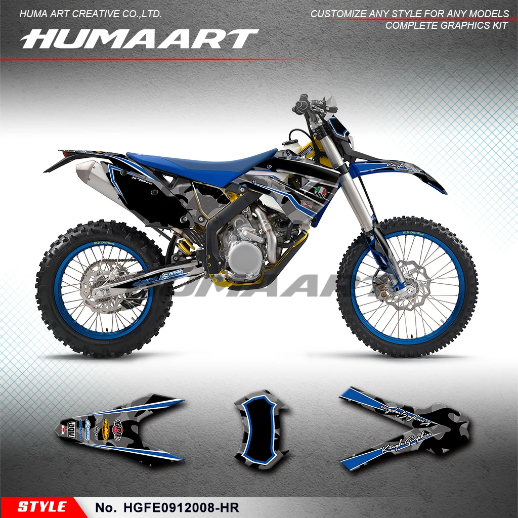 

HUMAART Racing Graphics Adhesive Decals for Husaberg FE 390 450 570 2009 2010 2011 2012, HGFE0912008-HR