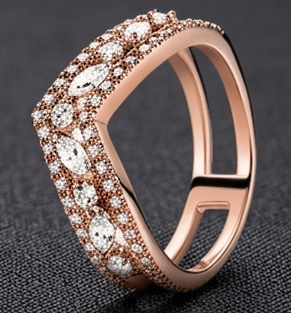Rose Tone Multi Style Stackable Rings Mix Heart Flower Bow Colorful Zircon Thin Band Ring Set Dainty Wedding Jewelry Gift 2026 - view 6