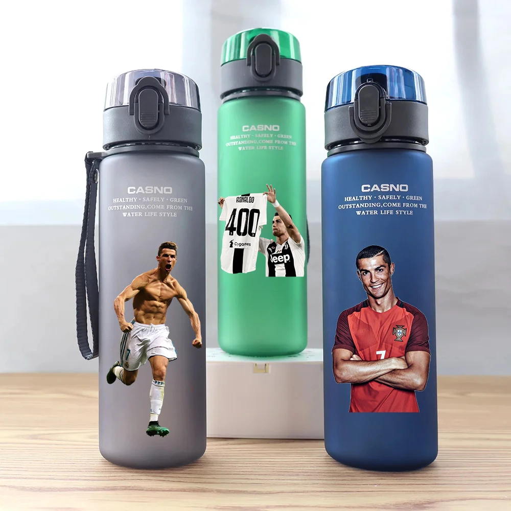 560ML Cristiano Ronaldo Football Star Red Green Blue Black Plastic Resistant Outdoor Camping Portable Travel Sports Water Cup