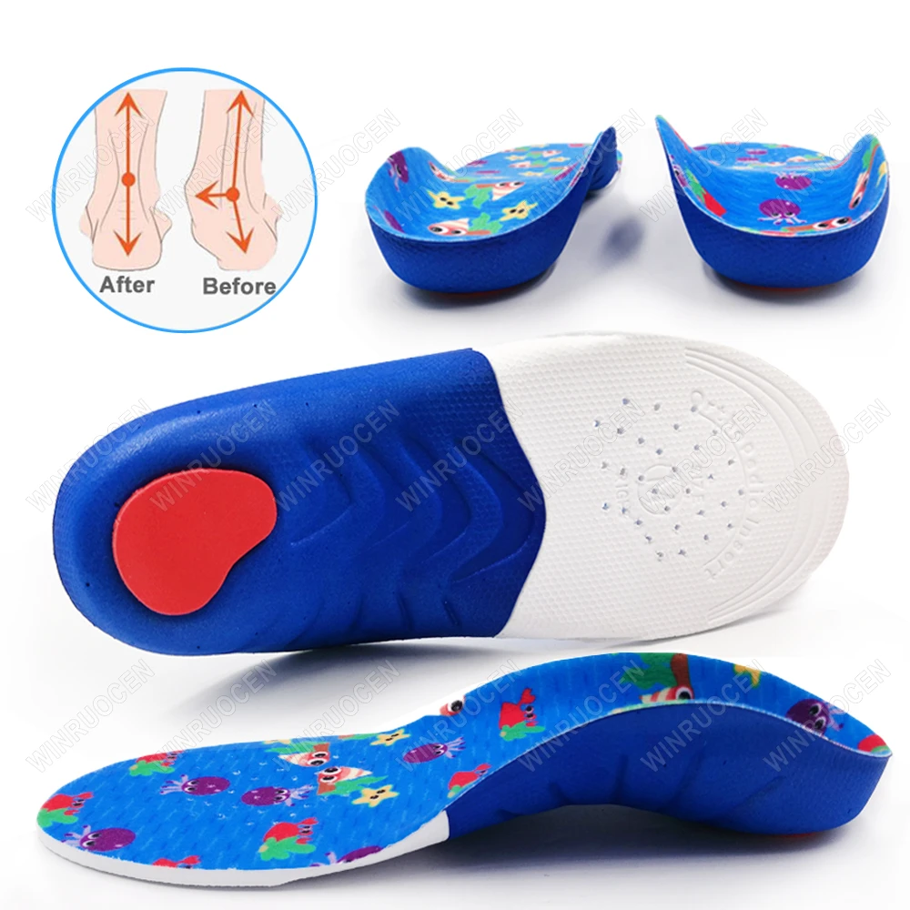 Picture 4: 1/2 Pairs Kids Orthopedic Insoles Flat Foot Correction Arch Support Breathable Sports Soles for Children's Shoes Accessories
