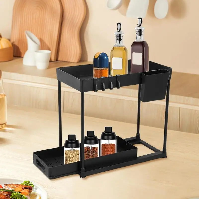 Under Sink Storage Organizer 2 Tier Pull Out Multipurpose Organizer Kitchen Bathroom Cabinet Organizer Under Counter Storage