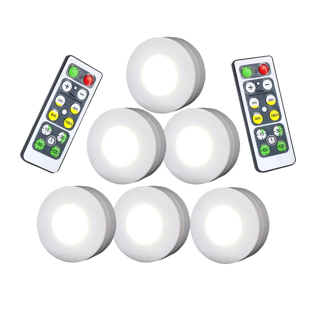 

6pcs Smart Cabinet Light LED Wireless Remote Kitchen Wardrobe Closet Bright Long Lasting Dimmable Schedule Shutdown