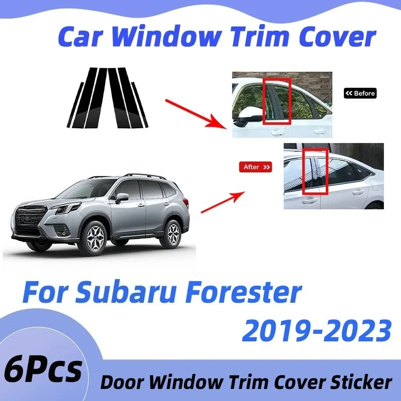 

Накладка на автомобильную колонку, 6 шт. для Subaru Forester 2019-2023, автомобильные оконные чехлы, наклейка на дверную стойку, наклейка на стойки, внешние аксессуары