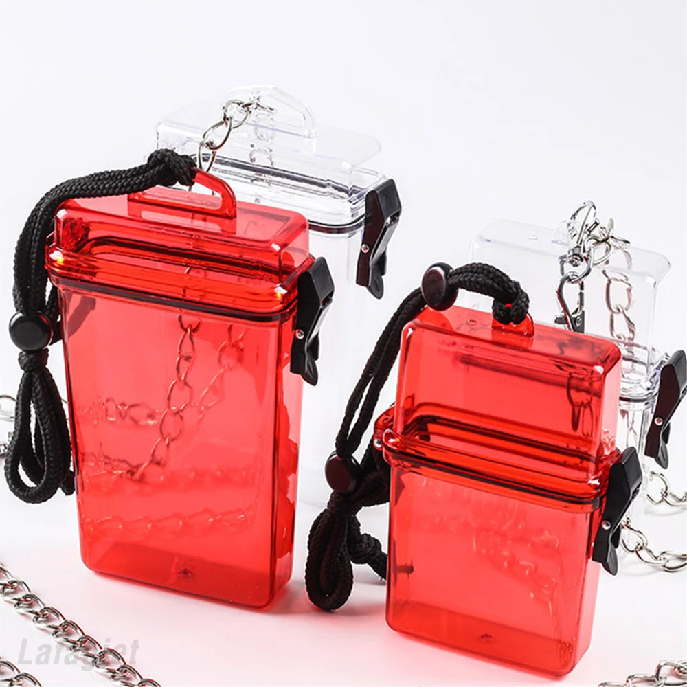 Waterproof Tobacco Case Transparent Lady Plastic Cigarettes Cases Lanyard Lighter Card Key Lipstick Storage Box Smoking Gadget
