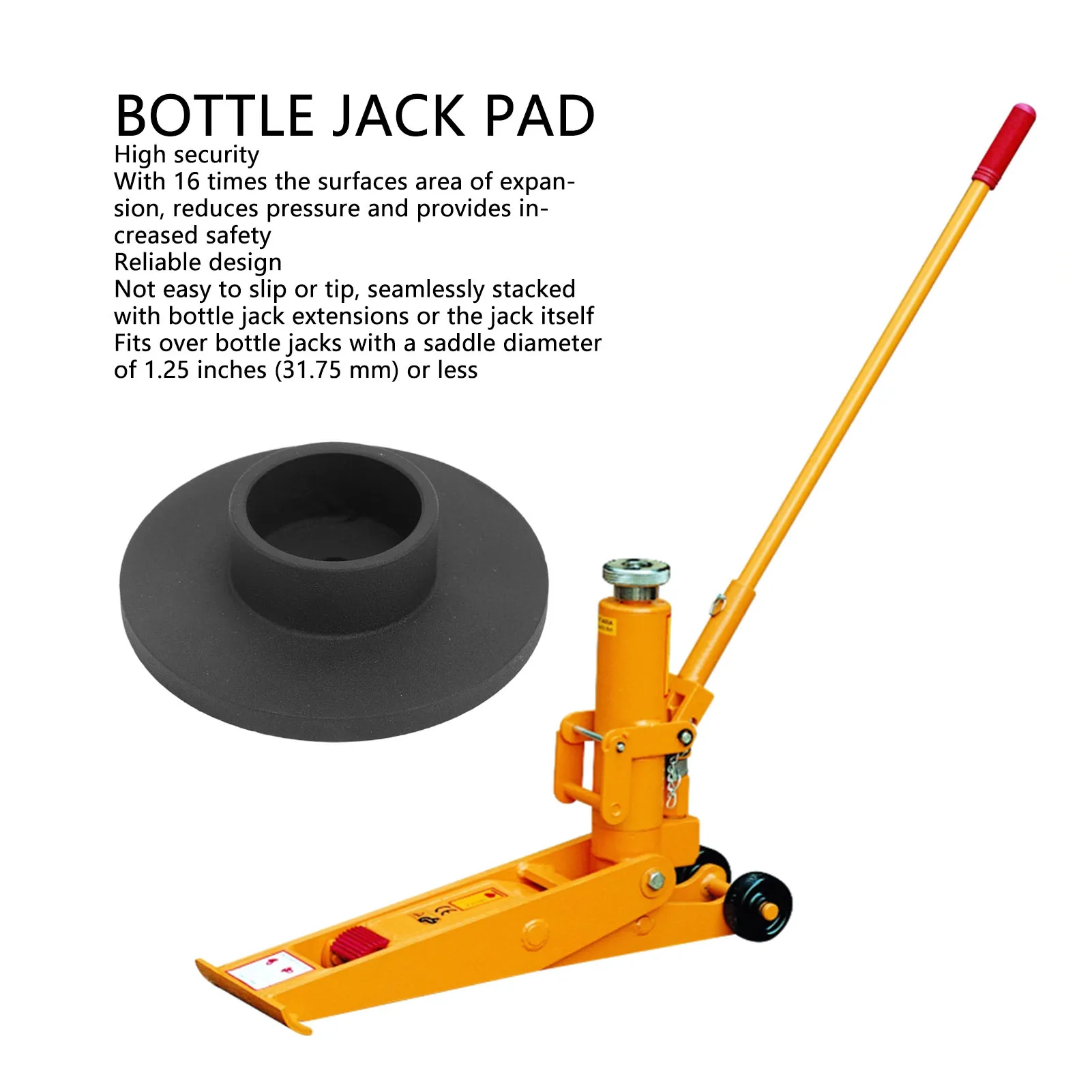 Car Jack Stand Pads, 6 Ton Bottle Jack Lift Pad, Enhanced Safety, 1.25 Inch Saddle Fit, Lifting Safety Equipment