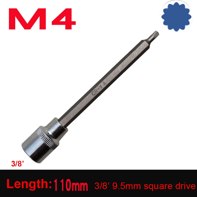 7 pz/set 110mm lunghezza 3/8 "Drive S2 In Lega Torx Cacciavite Bit Set 12 Punti MM Scanalato Bit Set M4 M5 M6 M7 M8 M9 M10 strumenti