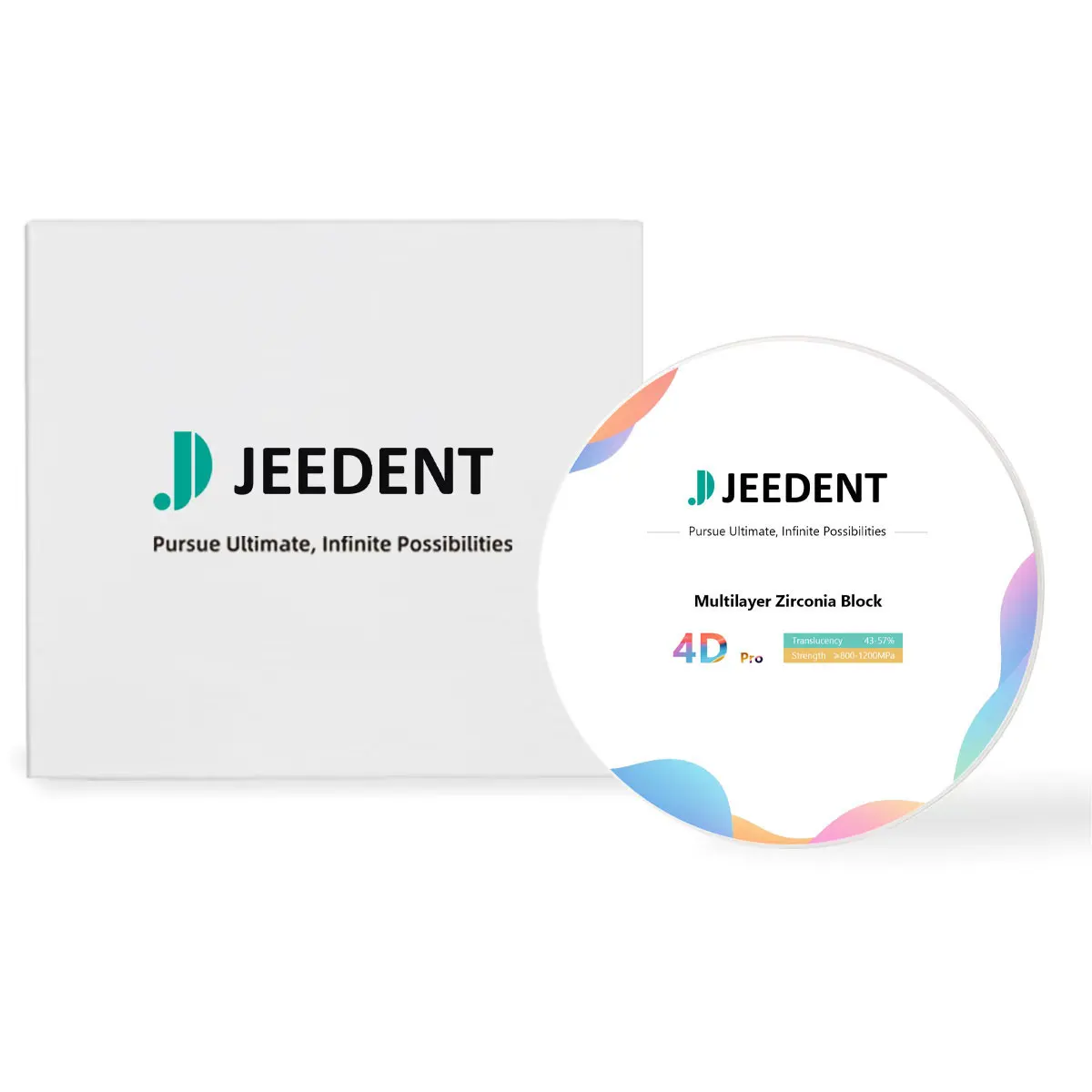 JEEDENT 4D Pro Multilayer Zirconia Block 98mm VITA 16 Shades Pre-shaded Aesthetic Ceramic for Dental Lab CAD CAM Restoration