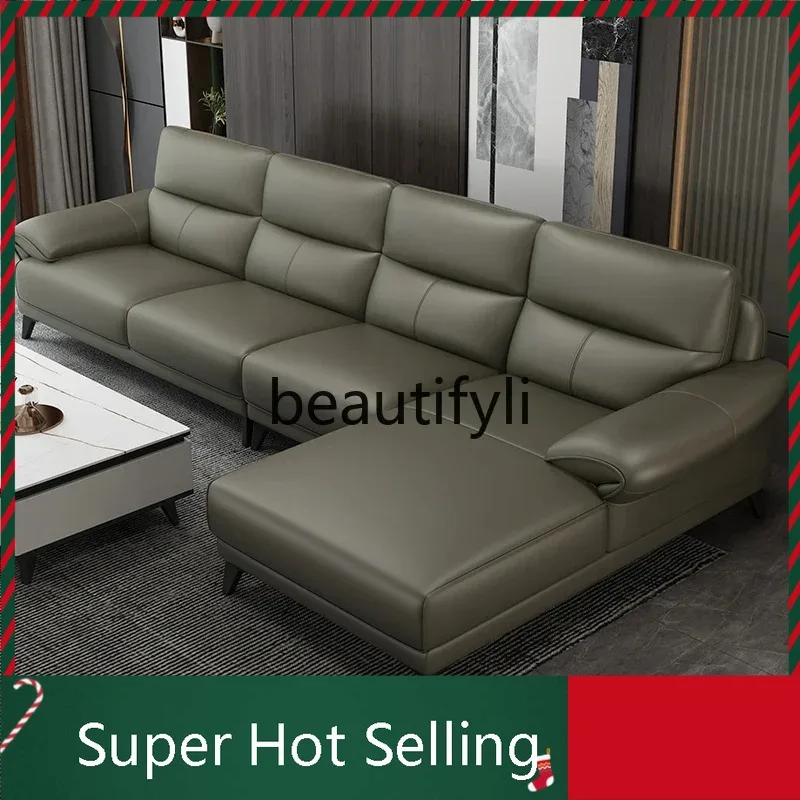 

K132 Leather sofa modern simple first-layer cowhide living room size apartment combination