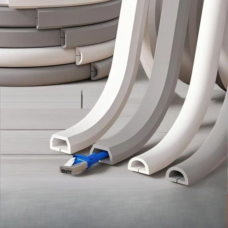 PVC Anti-stepping Ground Wire Slot Self-adhesive Surface Installation Household Open Wire Fixed Wire Hole Cover Decorative