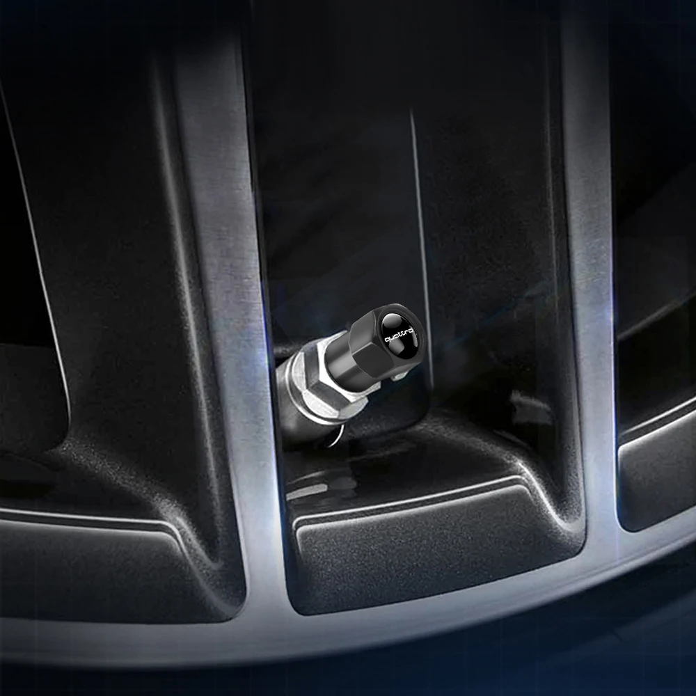 3D Aluminiumlegierung Auto Rad Reifen Ventilkappen Reifenfelgen Stielabdeckungen Staubschutz für Audi A5 Q3 Q5 Q7 TT A1 A2 A7 A3 8V A4 B8 B7 A6 C5 – Detail 9