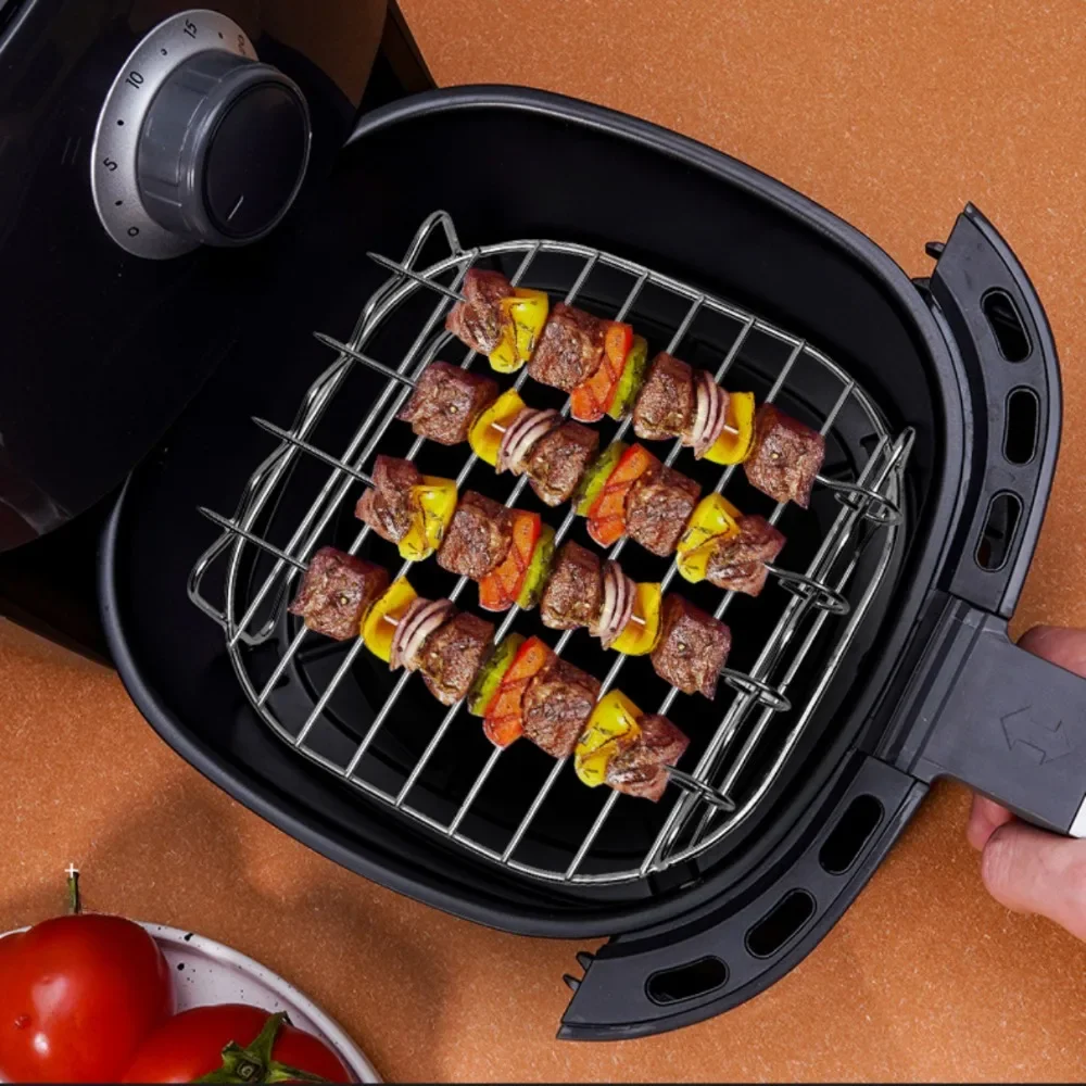 7/8/9inch Stainless Steel Air Fryer Rack with Roast Meat Double Layer Grill Rack Steam Rack Air Fryer for Kitchen Oven Tool