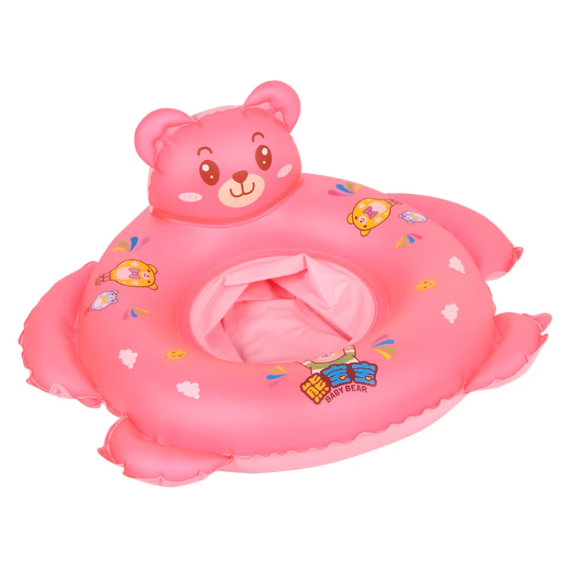 Baby Swimming Ring Seat Ring Summer Bear Inflatable Swimming Supplies Cute Pink Color Outdoor Baby Pool Thickening Float Toys