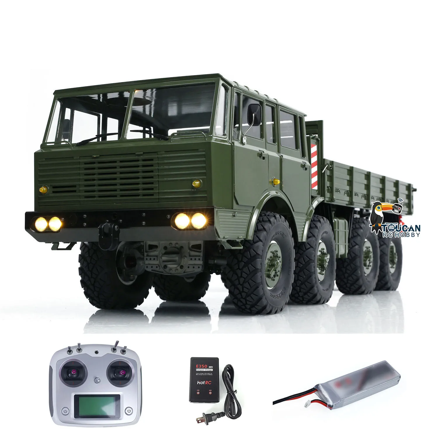 1/12 crossrc dc8 8x8 elétrico rc rtr caminhão militar off-road rastreador carro luz som transmissão de 2 velocidades pronto para correr veículo