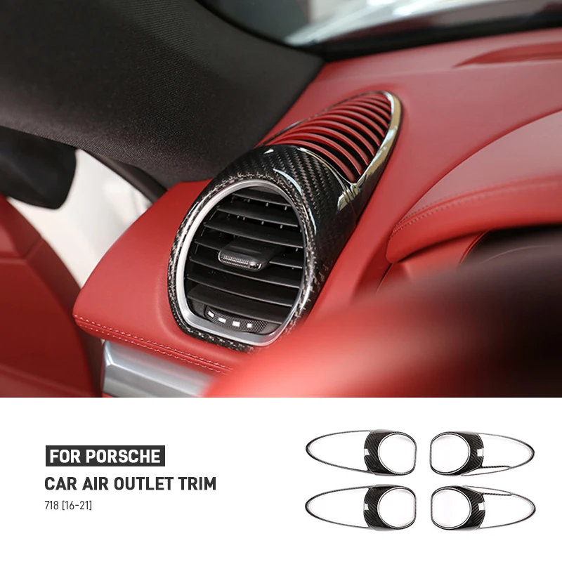 

Real Carbon Fiber Car Central Console Dashboard Air Vent Outlet Side Air Outlet Decorative Frame Trim For Porsche 718 2016-2021