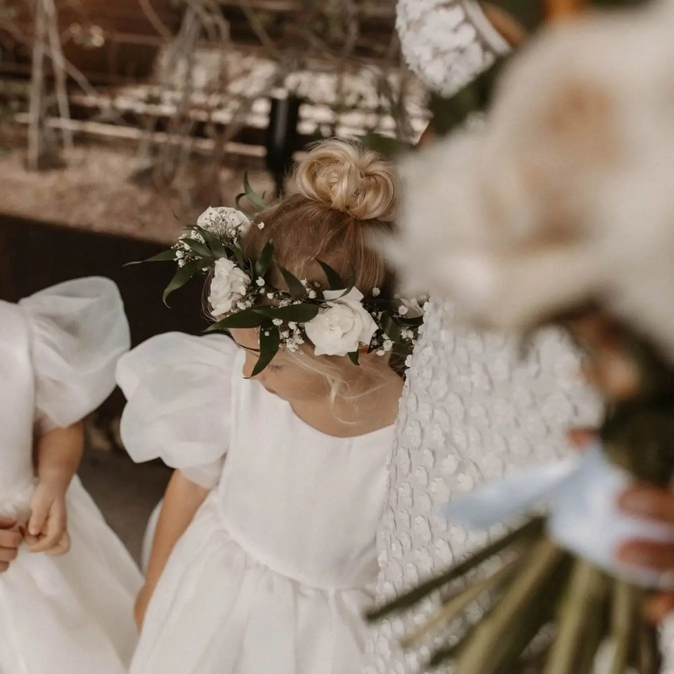 طفل نفخة الأكمام الأورجانزا تول توتو Twirly بيبي دول مضيئة الكرة ثوب الأميرة زهرة فتاة اللباس 【أبيض】