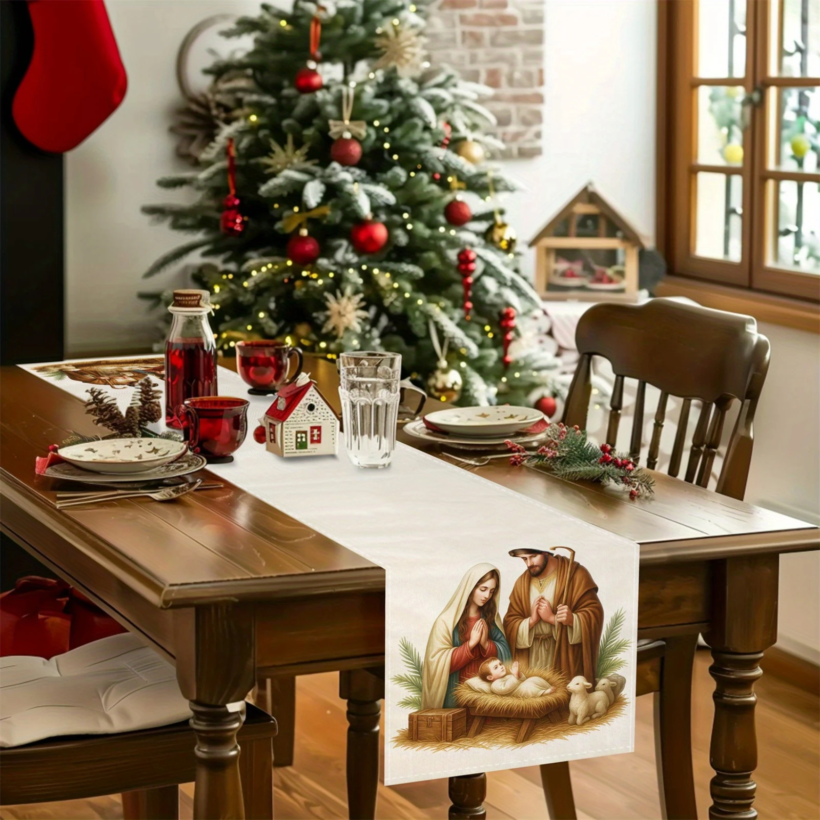 Nativity Scene Christmas Table - Christmas Table Runner ulasan dan harga