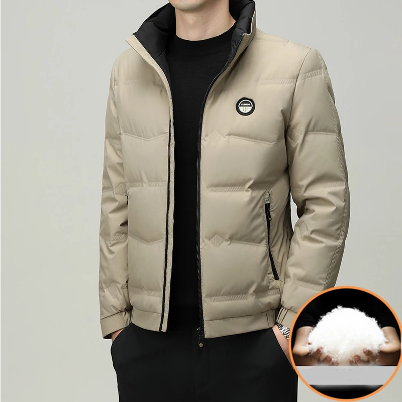 Men's Down Jacket 2023 New Winter Warm Middle-aged and Elderly Casual Standing Collar Jacket