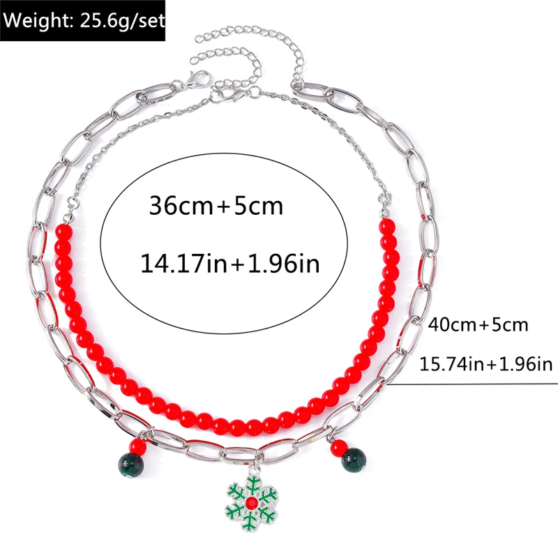Modische handgefertigte Perlenkette für Damen, Weihnachtsanhänger mit Weihnachtsmann und Weihnachtsbaum, Halsketten für Mädchen, Neujahrsfest-Schmuck, Geschenke – Detail 18