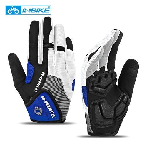 INBIKE-guantes de bicicleta de Gel con dedos completos para hombre, guantes de ciclismo para ciclismo de montaña y carretera, accesorios para bicicleta con pantalla táctil