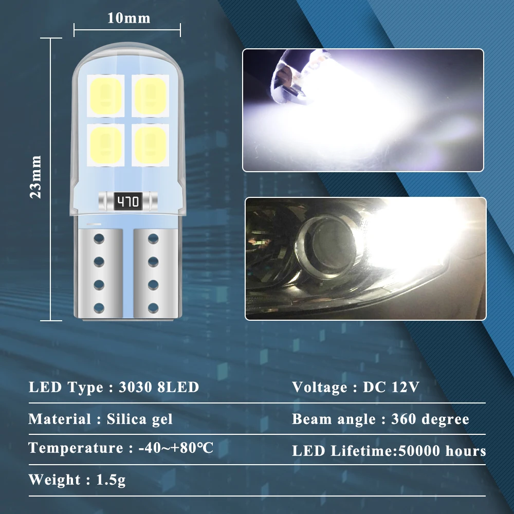 6PCS T10 W5W Led Cob Car Light Led Auto Automobiles Reading Dome Wedge License Plate Bulb Lamp DRL Car Styling Dome Read Light