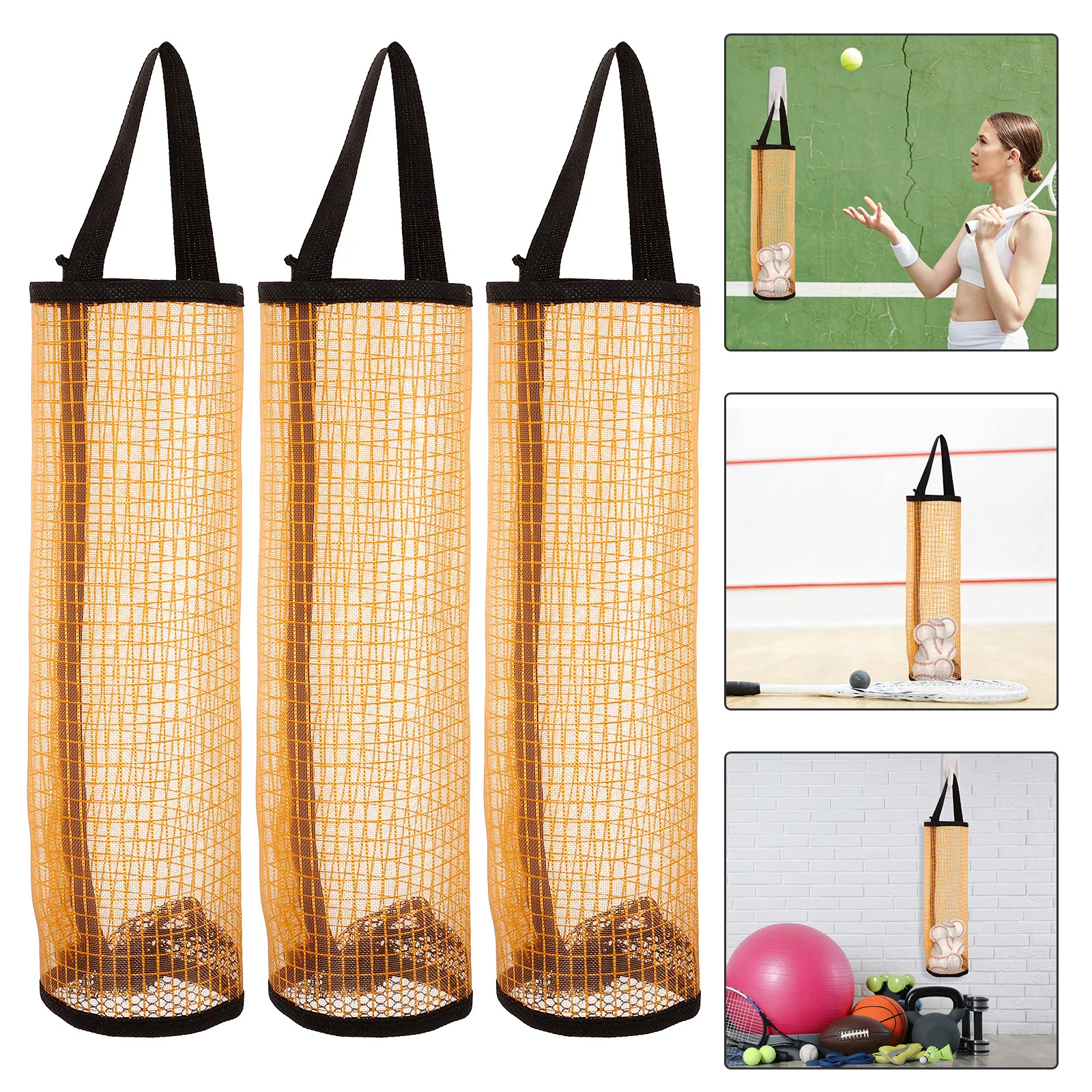 

2Pcs Large Capacity Tennis Ball Pouch Mesh Storage Bag for Pickleball Wall Mounted Organizer Portable Outdoor Sports Accessory