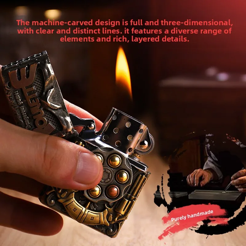 Creative Dangerous Game Top Kerosen Lighter, Luxurious Exquisite Gift Box, Commemorative Set
