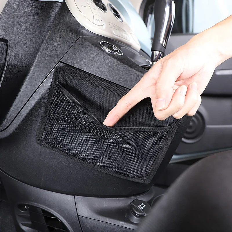 For Fiat 500 2021+ Oxford cloth black car center control gearbox side hanging bag storage bag car interior accessories 2PCS