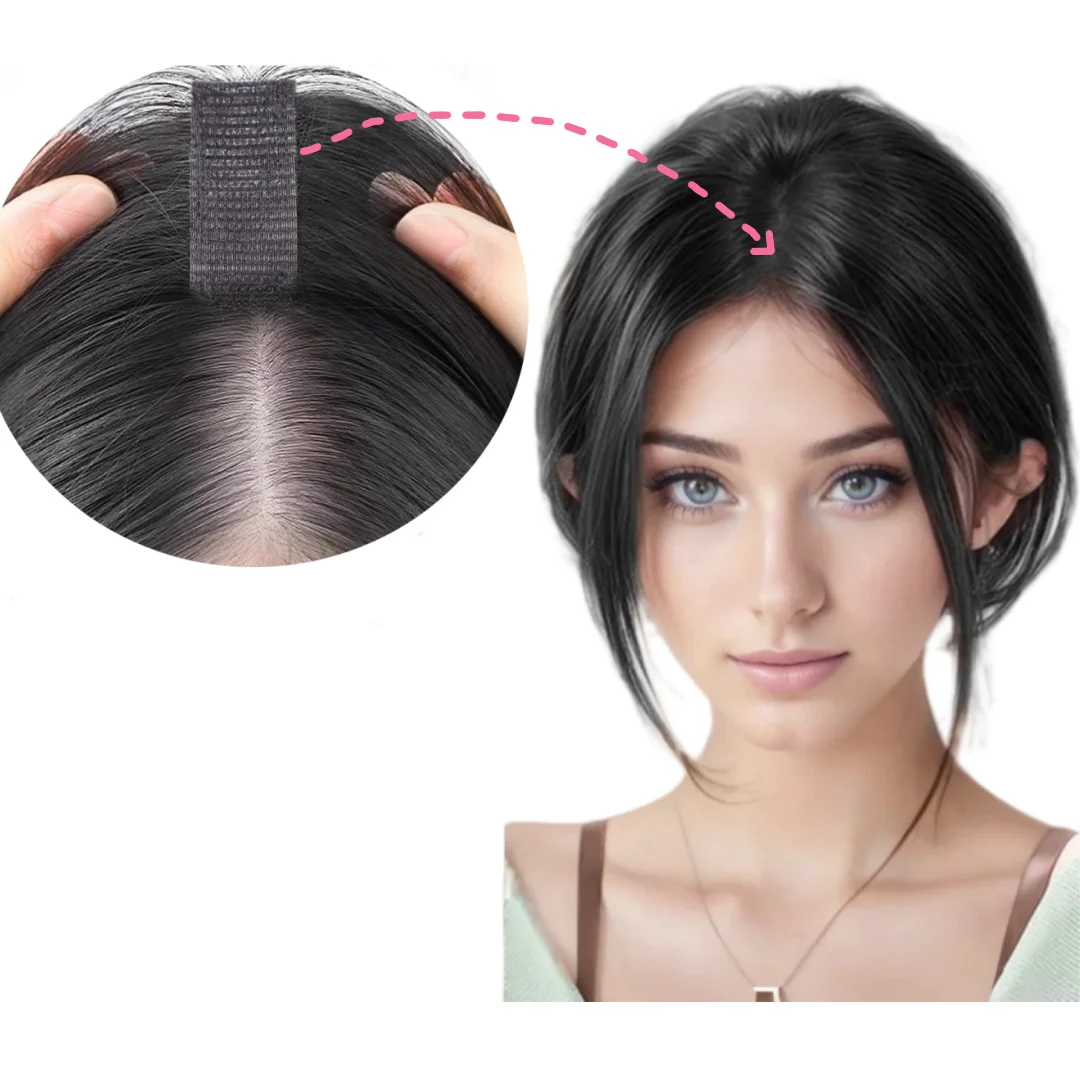 NUOVI Toppers per capelli senza clip per donne con capelli diradati 360 °   Frangia per capelli umani 3D Frangia d'aria Pasta magica Abbigliamento 3S più conveniente