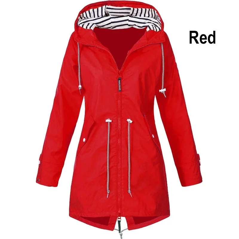 5 Colors Women Outdoor Waterproof Rain Jacket Casual Loose Hooded Windproof Windbreaker Climbing Coats For All Seasons