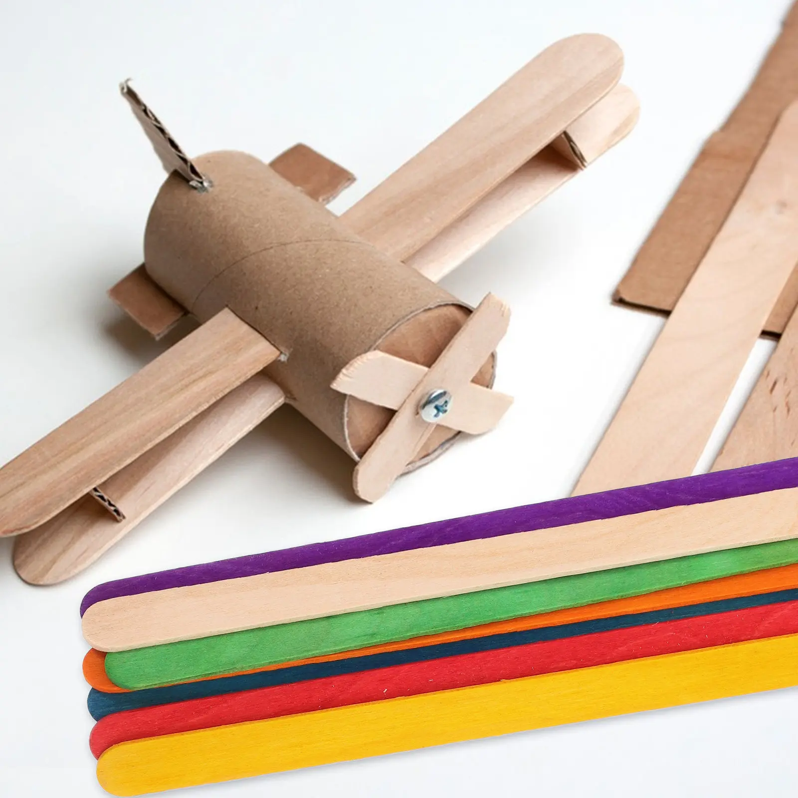 200Pcs Colored Jumbo Wooden Ice Cream Sticks Assorted Colors for DIY Craft Home Art Projects Classroom Supplies