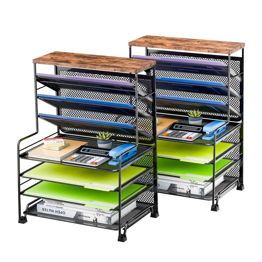 

Trending 7 Tier Desk File Organizer, 2 Pack Letter Tray Paper Organizer, Mesh Desk Accessories File Folder for Office, Home or S