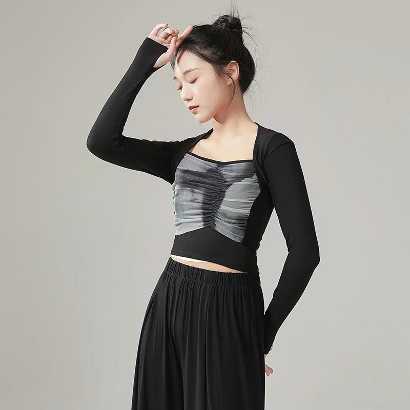 

Modern Dance Adult Long sleeved Top Dance Clothing Spring and Autumn Classical Dance Practice Body Clothing Female