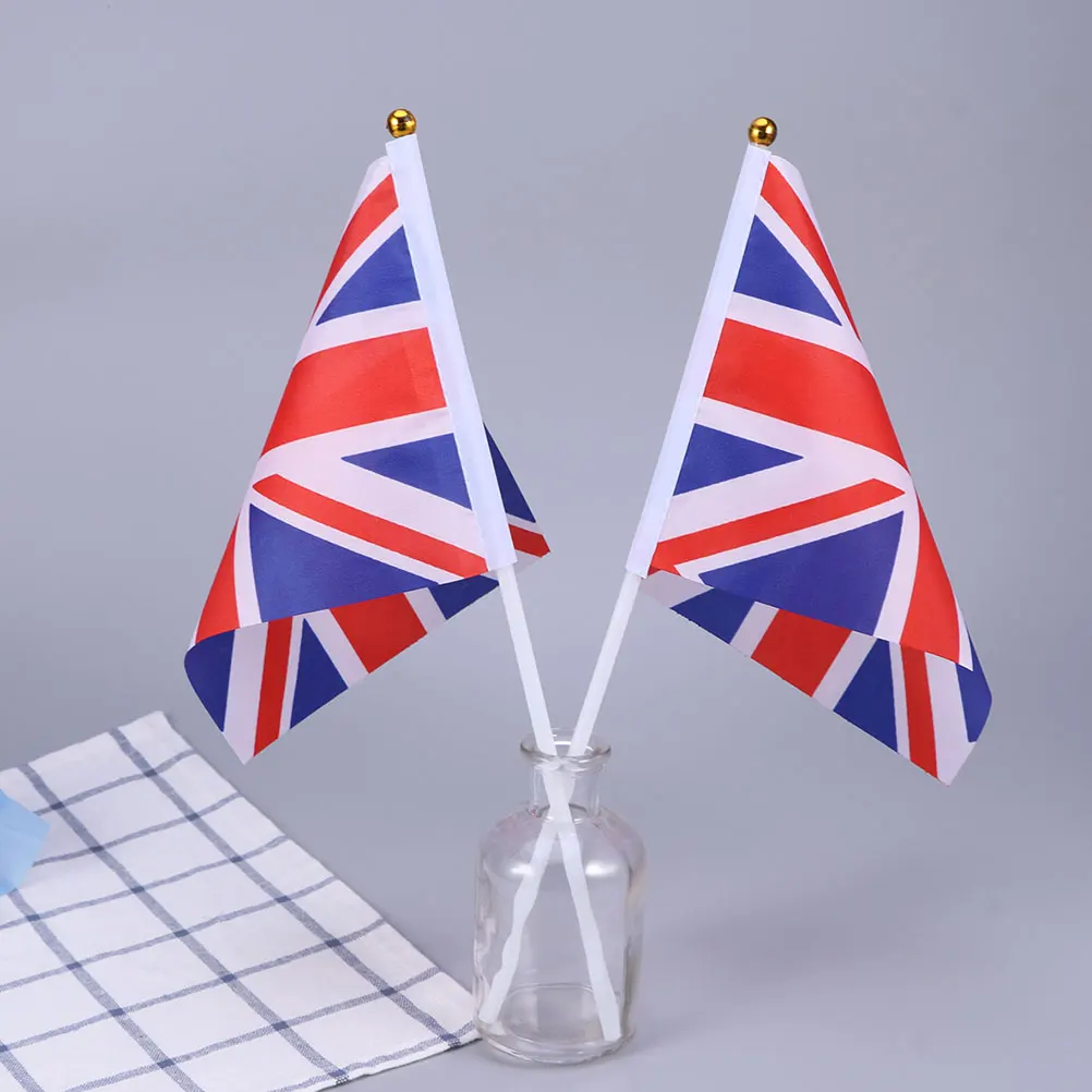 

25 Sets H held UK Flags Mini Great Britain Waving Small Cheering National Polyester Lightweight Reusable Easy Storage