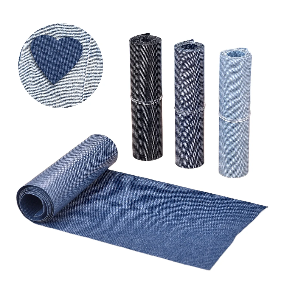 8 cm X 51 cm Jean fer sur patchs Rectangle noir bleu Patch pour intérieur et extérieur Denim vêtement veste trou réparation décoration