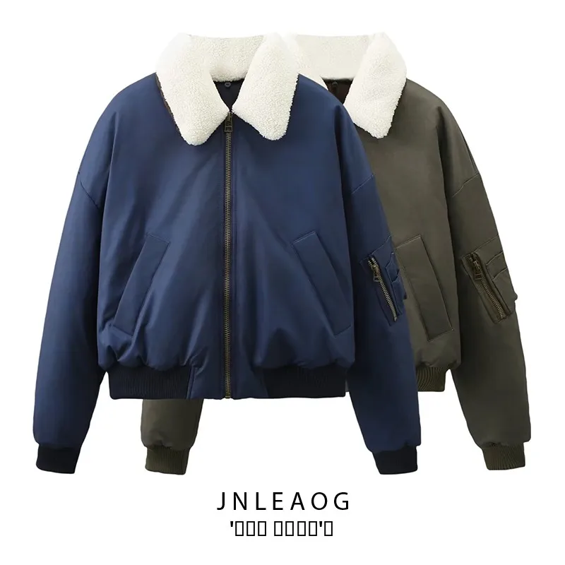 

Модный женский джет JNLEAOG со съемным меховым воротником, потертый дизайн, Новое поступление, осень 2023, молния для поездок на работу, C...