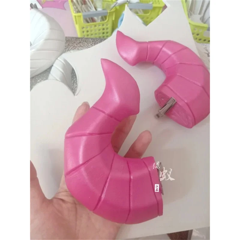2025 aaa RIMU Pink Dragon Horns Head Headwear Cosplay Props Accessories Hair Clip Halloween Christmas view 3