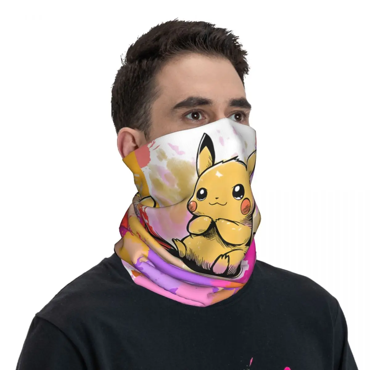 Japanese Cartoon Anime Pokemon Pikachu Bandana Neck Cover Motorcycle Motocross Wrap Scarf Balaclava Riding Unisex Adult Winter