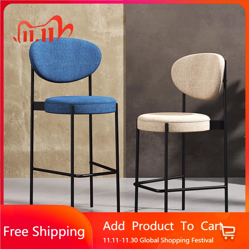 

Designer Gray Bar Chairs Vanity Aesthetic Metal With Back Modern Nordic Bar Chairs Black Restaurant Taburete Alto Home Furniture