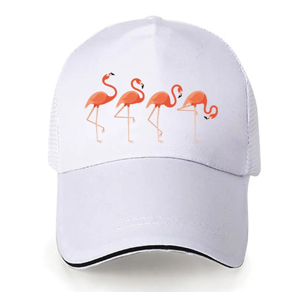 Breathable Mesh Caps Hip Hop Baseball Hats Sun Cap Adjustable UV Protection Snapback Hats Women Men Trucker Cap Flamingo Pattern