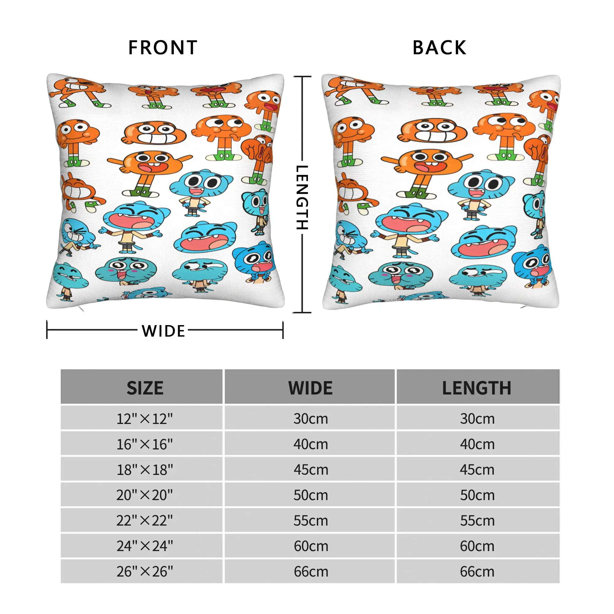 Gumball Gum Ball Watterson Amazing Cartoon  Pillow Case  Comfy Pillow Cover Novelty Cushion Cover For Couch Sofa Bedroom