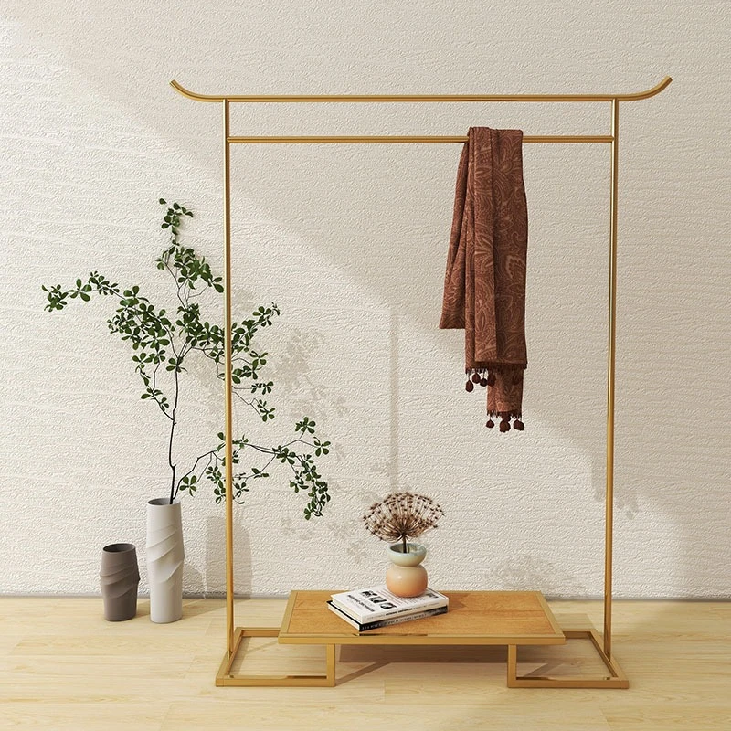 

Chinese retro hanger ethnic style hanger floor rack Zen clothes clothing store display rack coat