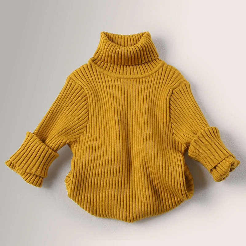 Autum Baby Boys Girls Sweaters Turtleneck Solid New Baby Kids Sweaters Soft Warm Long Sleeve Turtleneck Winter Sweaters Knitwear