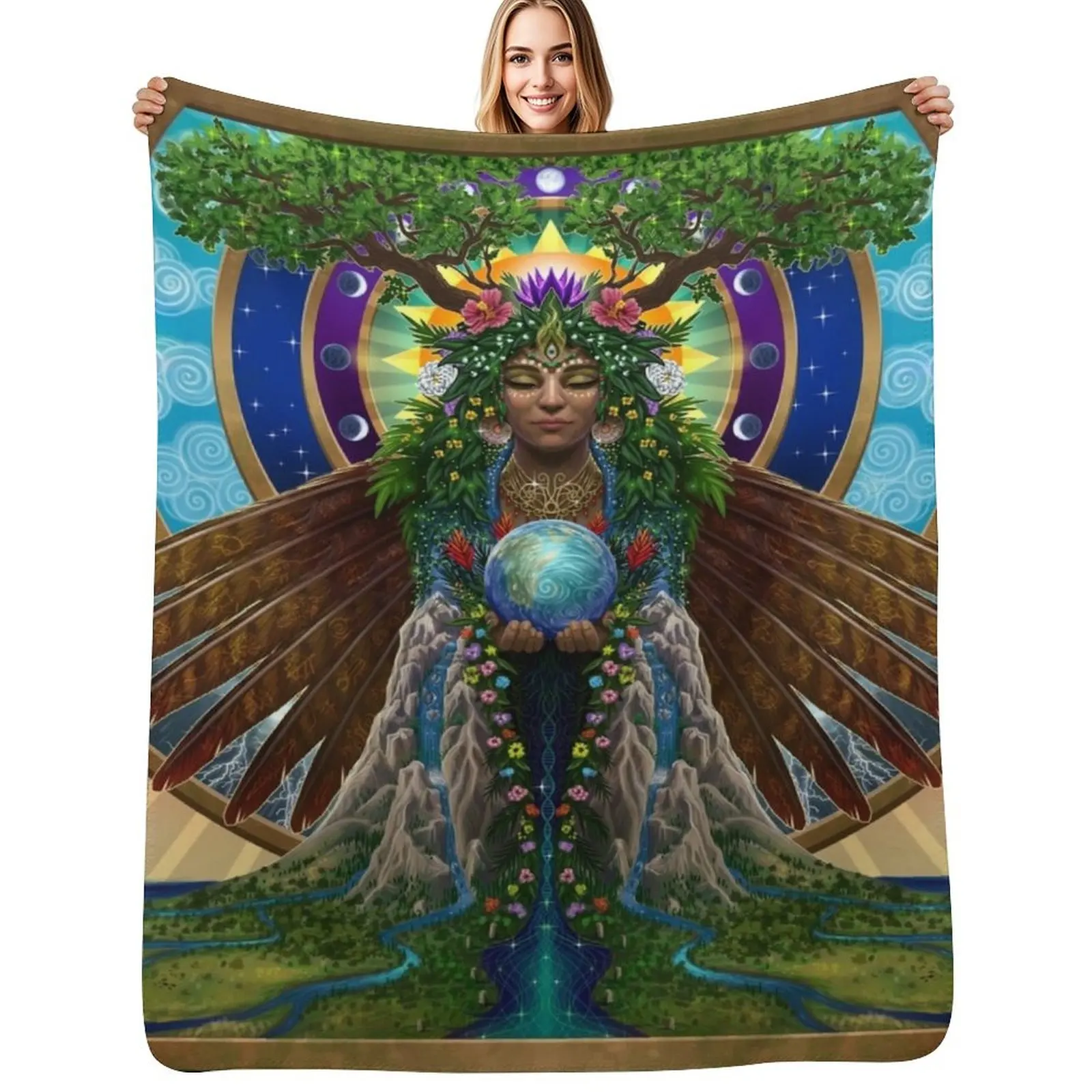 

Gaia: Sacred System Throw Blanket Travel Size Cozy Blanket for Plane Train