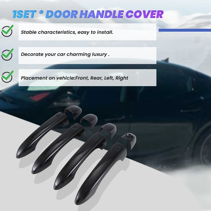 Glossy Pure Black Door Handle Cover Trim For Maserati Levante SUV Trofeo 4 Smart Door Handle